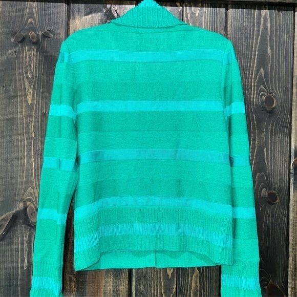 St John Cardigan Sweater Size S Button Front Wool Blend Green Striped Vtg Y2K - Picture 8 of 9